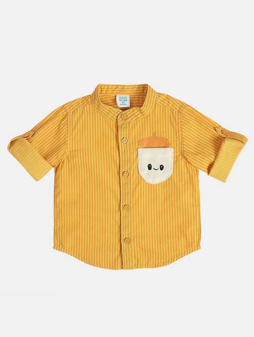 boys striped long sleeve mandarin collar shirt - 22093494 - Very Small Image - 1