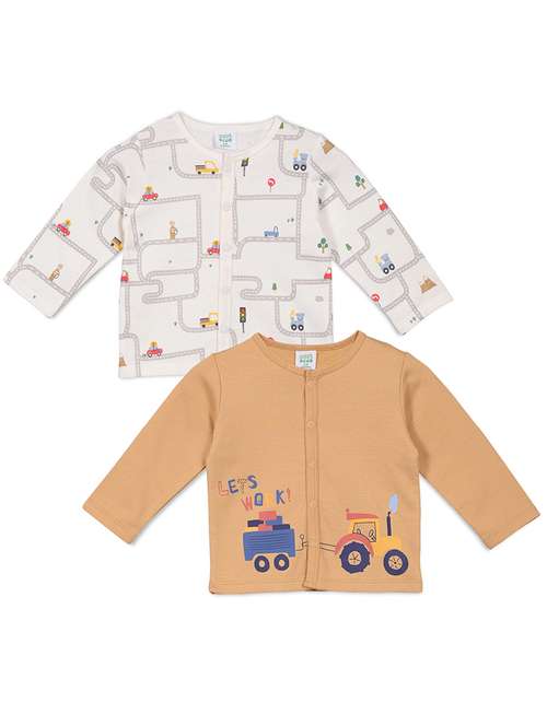 infant pack of 2 printed long sleeve front-open tee - 22093569 - Very Small Image - 1