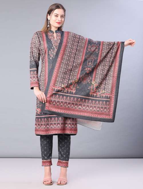 women printed long sleeve kurta pant with dupatta set - 22094377 - Very Small Image - 1