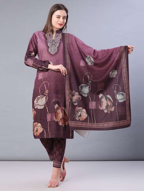 women printed long sleeve kurta pant with dupatta set - 22094390 - Very Small Image - 1