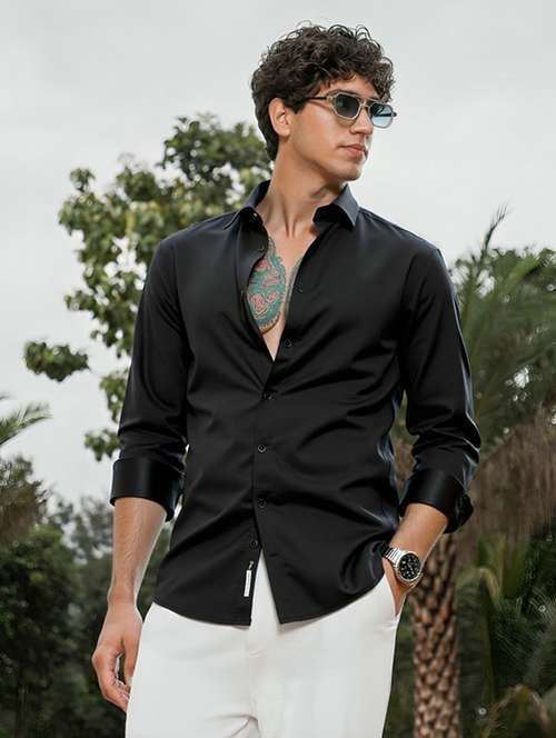 men solid long sleeve regular fit casual shirt - 22094520 - Very Small Image - 1