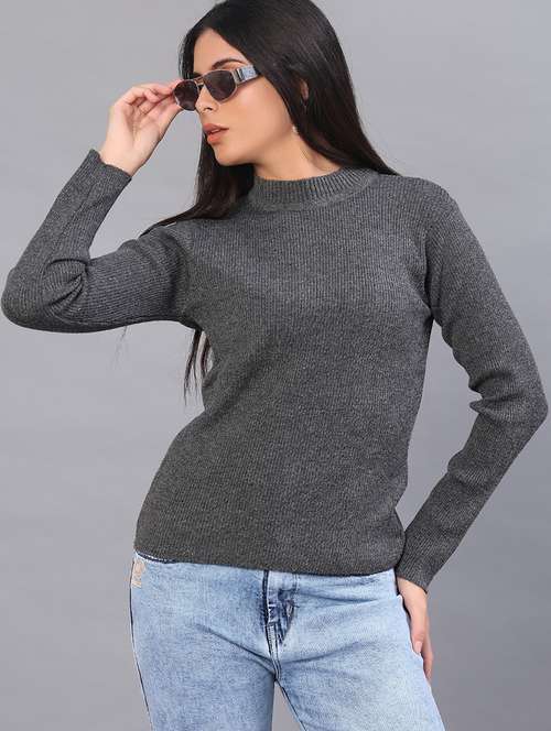 women solid long sleeve pullover - 22101026 - Very Small Image - 1