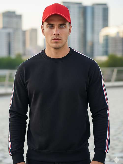 men taped long sleeve regular fit sweatshirt - 22101724 - Very Small Image - 1