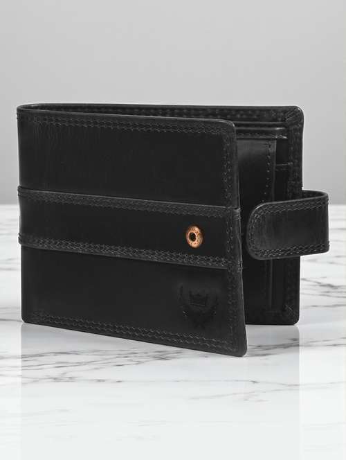 men's leather black bi-fold wallet - 22101781 - Very Small Image - 1