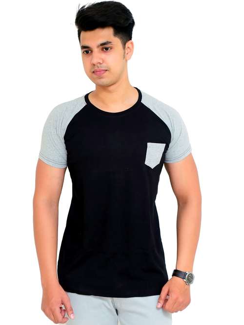 men color block short sleeve slim fit t-shirt - 22105534 - Very Small Image - 1