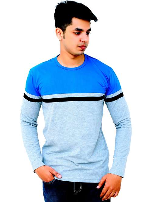 men color block long sleeve regular fit t-shirt - 22105620 - Very Small Image - 1