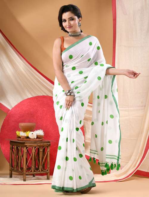 women polka dot printed handloom saree - 22105972 - Very Small Image - 1