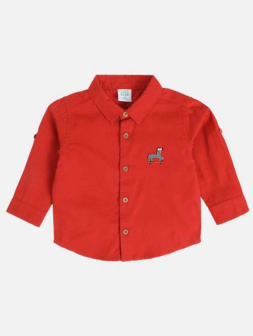 boys solid long sleeve collared shirt - 22106687 - Very Small Image - 1