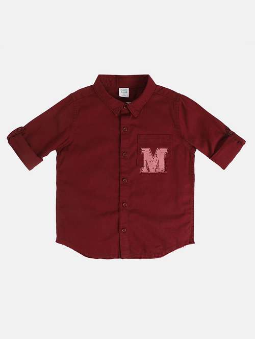 boys solid long sleeve collared shirt - 22106690 - Very Small Image - 1