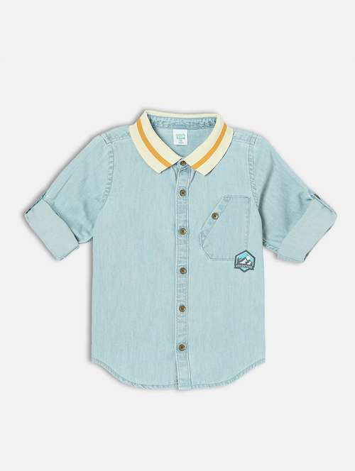 boys solid long sleeve collared shirt - 22106691 - Very Small Image - 1
