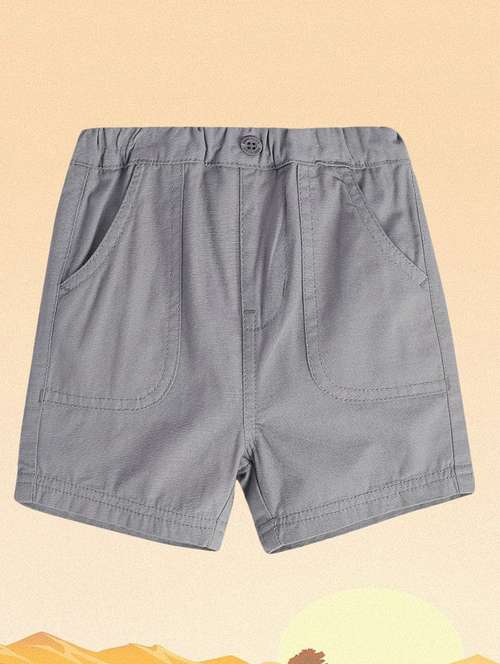 boys solid mid rise regular fit shorts - 22106738 - Very Small Image - 1