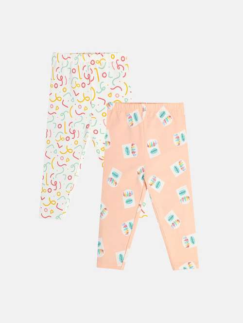 girls pack of 2 printed mid rise legging - 22108322 - Very Small Image - 1