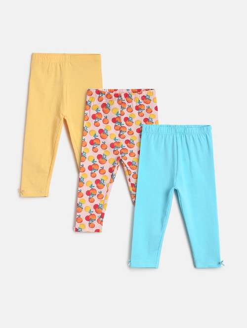 girls pack of 3 printed mid rise legging - 22108334 - Very Small Image - 1