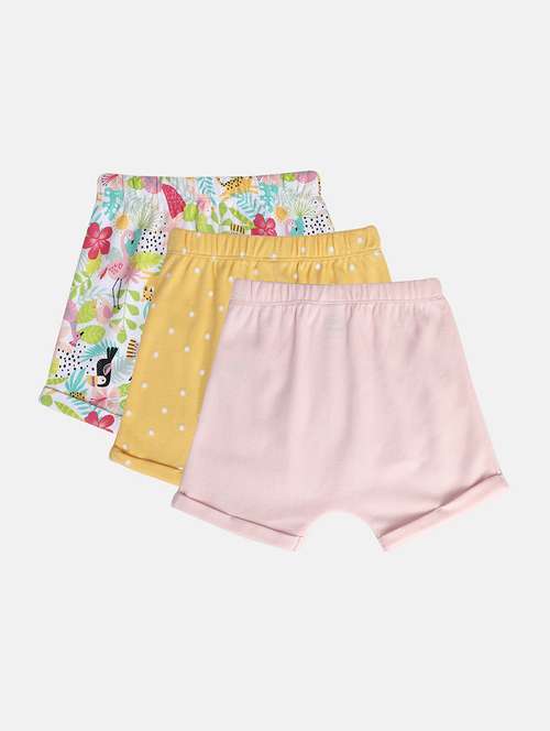 girls pack of 3 printed mid rise shorts - 22108410 - Very Small Image - 1