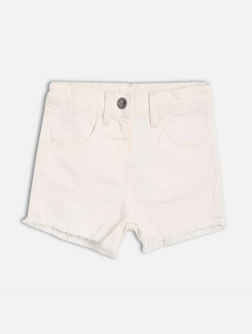 girls solid mid rise denim shorts - 22108424 - Very Small Image - 1