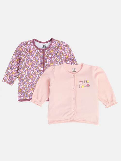 girls pack of 2 printed round neck top - 22108456 - Very Small Image - 1