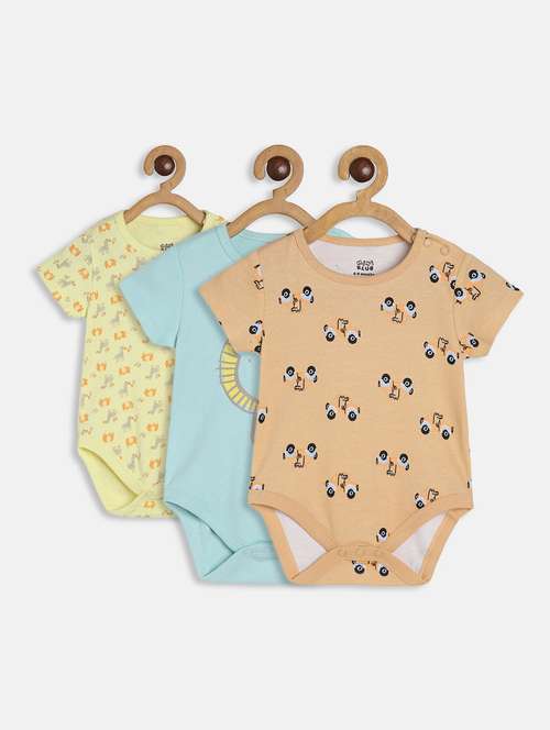 kids pack of 3 printed short sleeve onesies - 22108765 - Very Small Image - 1