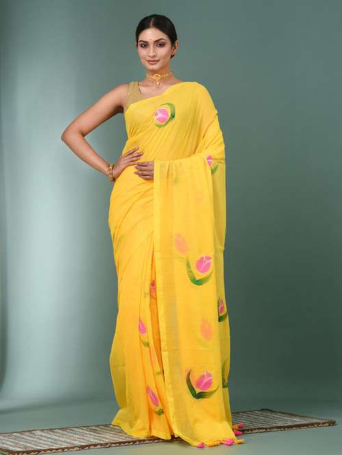 Women Floral Printed Handloom Saree - 22140420 - Very Small Image - 1