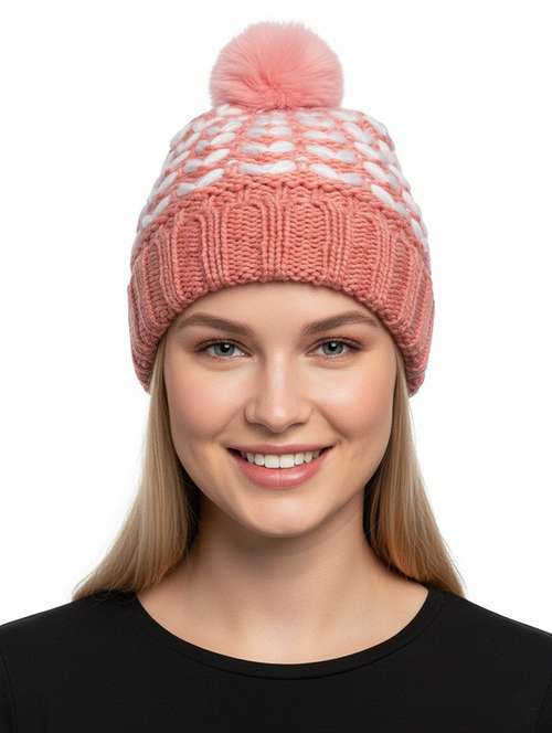 women self design winter cap - 22141269 - Very Small Image - 1