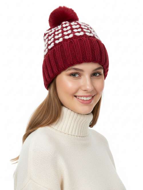 women self design winter cap - 22141270 - Very Small Image - 1