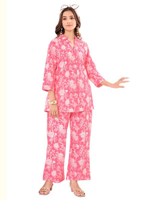 women floral three quarter sleeve ethnic co-ord set - 22142651 - Very Small Image - 1