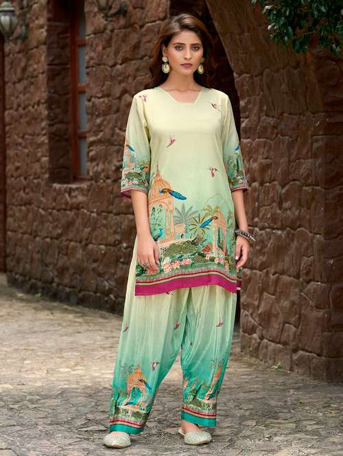 women printed three quarter sleeve co-ord set - 22142893 - Very Small Image - 1