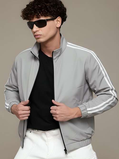 men taped long sleeve lightweight bomber jacket - 22143689 - Very Small Image - 1
