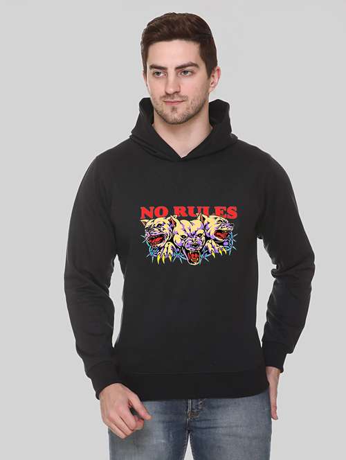 men chest print long sleeve regular fit hooded sweatshirt - 22146086 - Very Small Image - 1