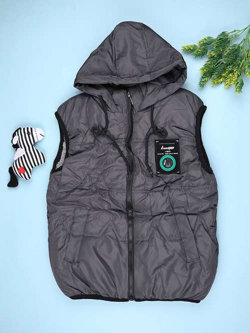 boys solid sleeveless hooded quilted jacket - 22170697 - Very Small Image - 1