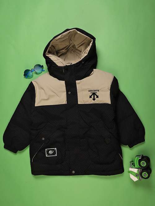 boys color blocked long sleeve hooded quilted jacket  - 22170721 - Very Small Image - 1