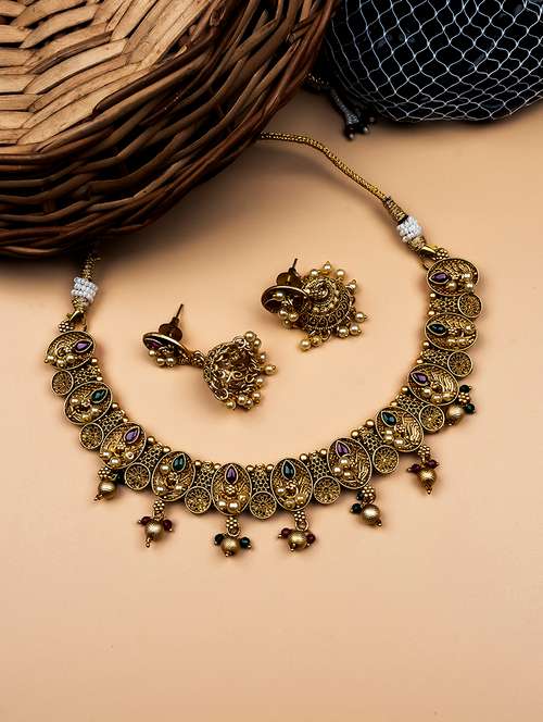 gold plated rajwadi bela necklace set - 22173842 - Very Small Image - 1