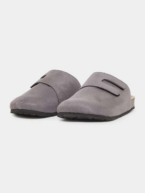 men grey solid slip on mule - 22174765 - Very Small Image - 1