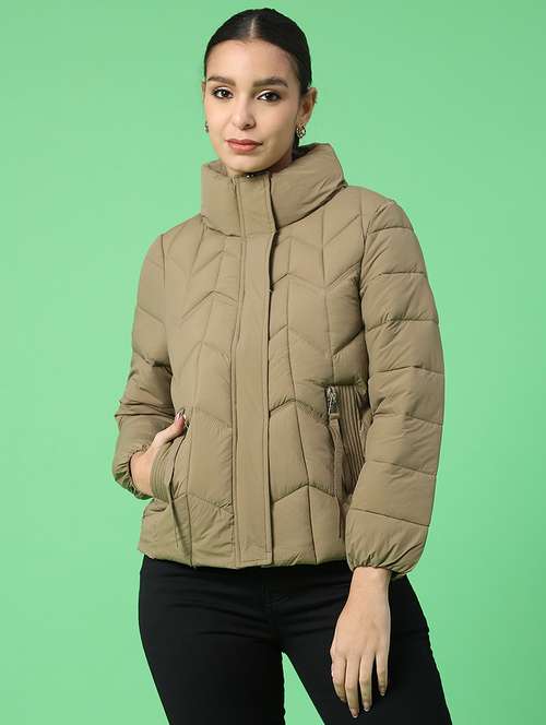 women solid long sleeve puffer jacket - 22176484 - Very Small Image - 1