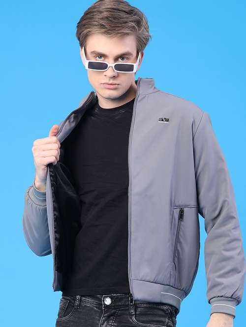 men solid long sleeve insulator bomber jacket - 22177657 - Very Small Image - 1