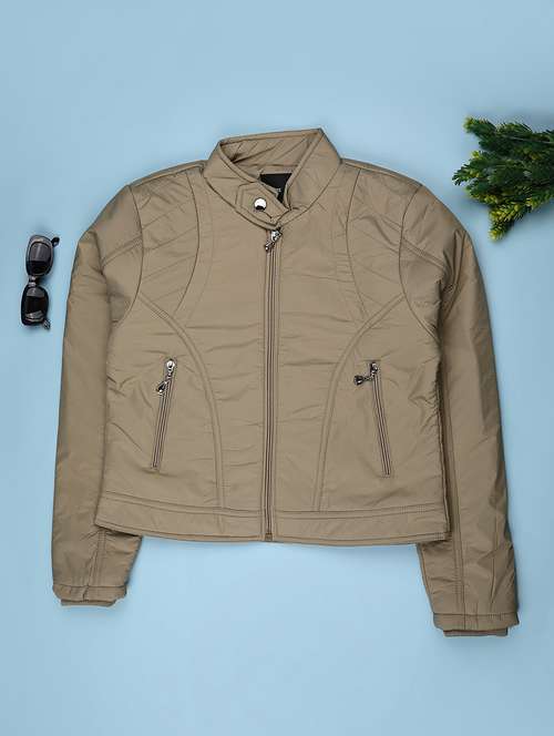 girls solid long sleeve quilted jacket - 22181510 - Very Small Image - 1