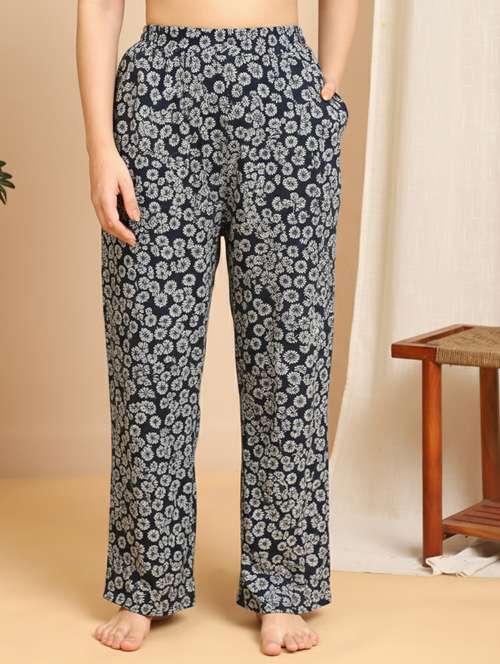 women printed mid rise lounge wear pajama - 22181564 - Very Small Image - 1