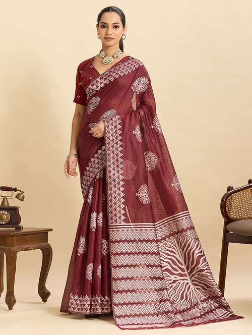 women self design bordered saree with blouse - 22187816 - Very Small Image - 1