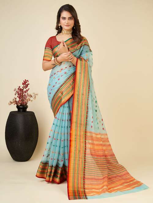 women self design bordered saree with blouse - 22187884 - Very Small Image - 1