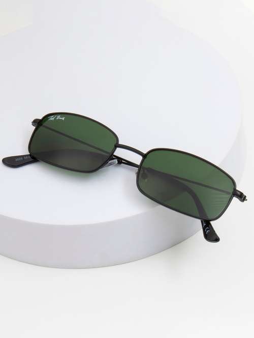 ted smith unisex rectangle sunglasses i 100% uv protection  i  green colour lens - 22217918 - Very Small Image - 1