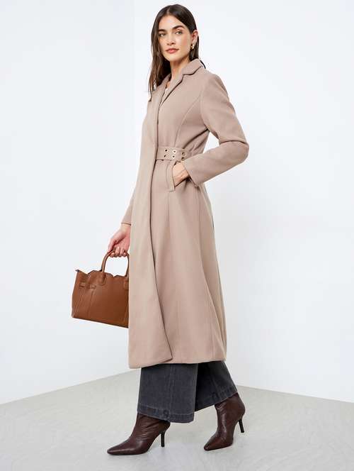 women solid long sleeve trench coat - 22219971 - Very Small Image - 1