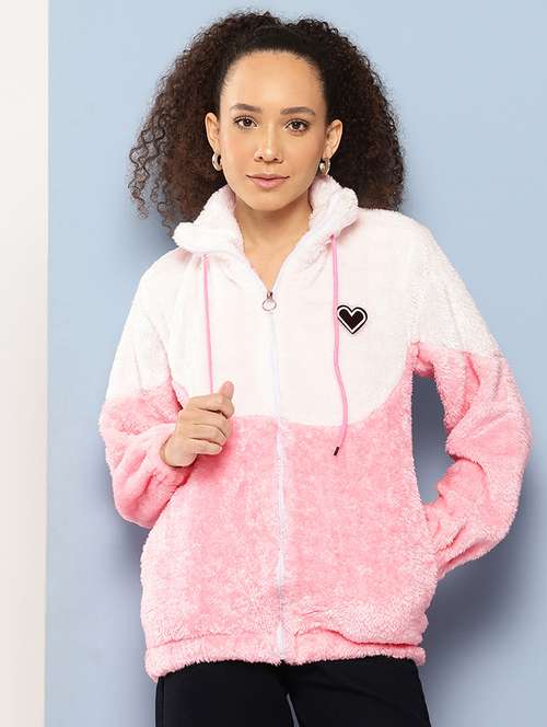 women color block long sleeve hooded jacket - 22224943 - Very Small Image - 1