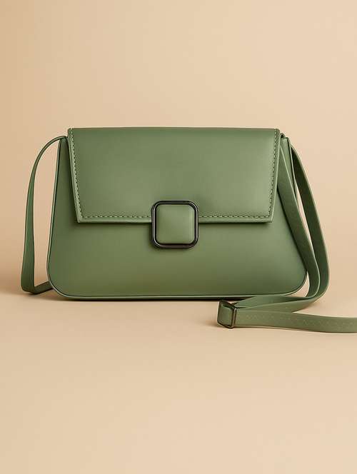 women's green sling bag with buckle closure - 22225238 - Very Small Image - 1
