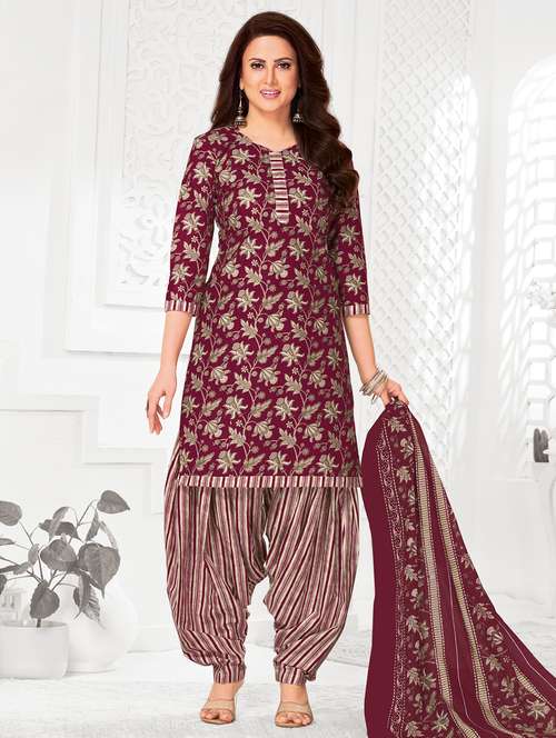 women floral printed unstitched salwar suit set - 22226366 - Very Small Image - 1