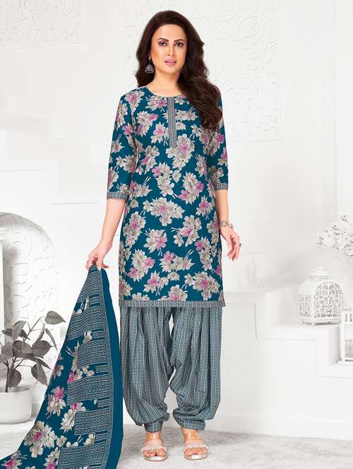 women floral printed unstitched salwar suit set - 22226385 - Very Small Image - 1