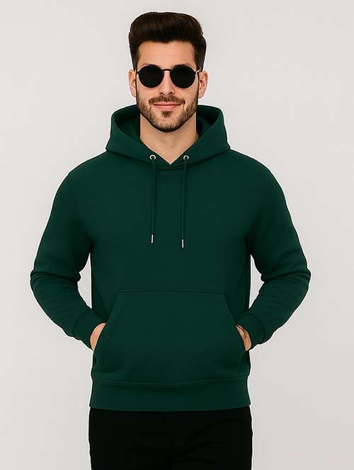bottle green fleece plain sweatshirt - 22227190 - Very Small Image - 1