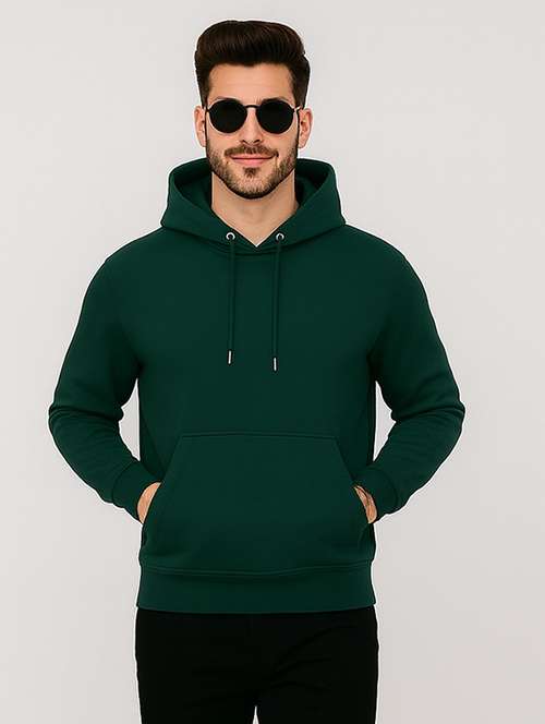 bottle green fleece plain sweatshirt - 22227206 - Very Small Image - 1