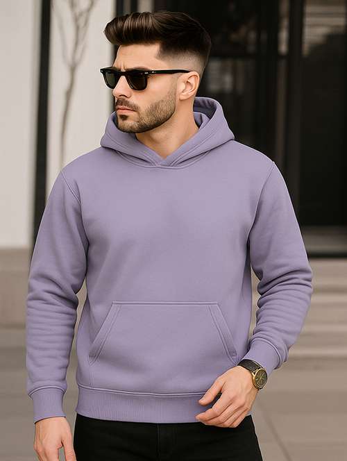 men solid long sleeve hooded sweatshirt - 22227243 - Very Small Image - 1