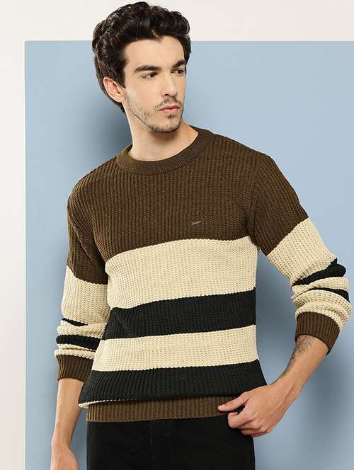 men color block long sleeve regular fit pullover - 22280089 - Very Small Image - 1