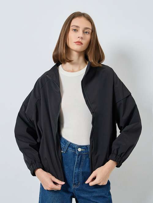women solid long sleeve oversized jacket - 22287896 - Very Small Image - 1
