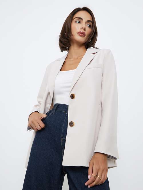 women solid long sleeve single breasted blazer - 22287974 - Very Small Image - 1